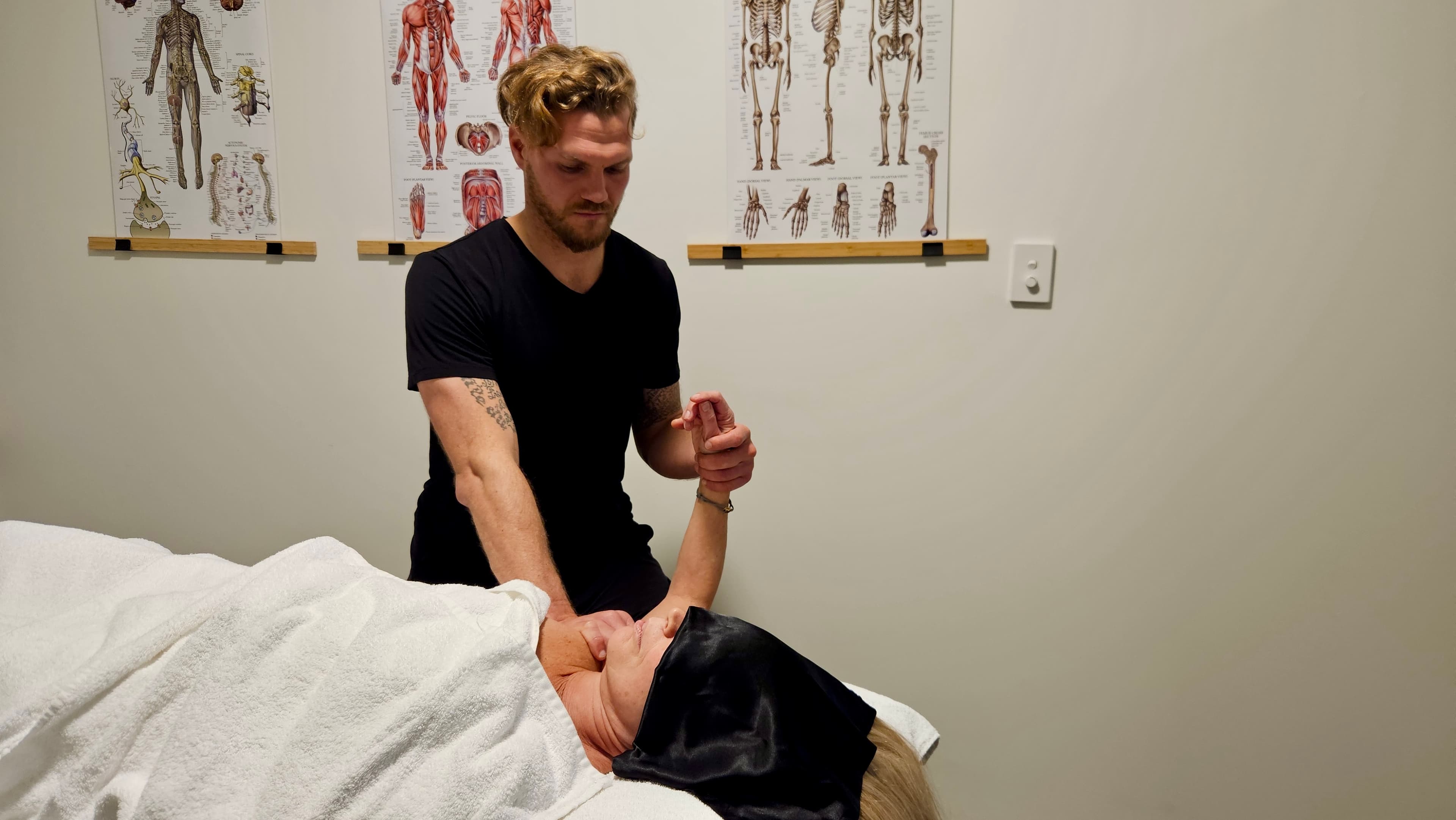 Aaron working with clients